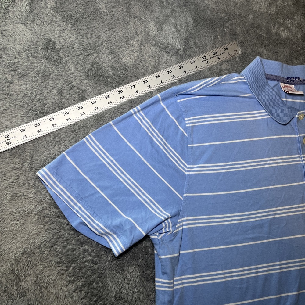 Brooks Brothers Men's SZ 2XL 1818 Cotton Short Sleeve Blue White Striped Polo - Picture 6 of 15